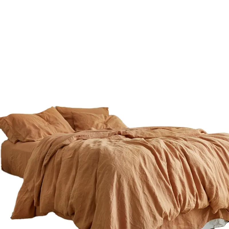 Big sale real stock linen 5 star hotel bedding sets Natural pure linen sheet set linen duvet set bedsheet