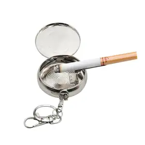 Metal Round mini portable pocket ashtray keychain