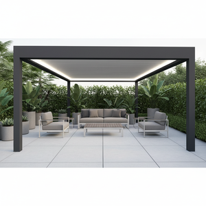 Pérgola Moderna de Aluminio de Alta Calidad con Techo de Láminas, Dimensiones Personalizables, Luz LED Exterior, Protección Solar, Impermeable, Eléctrica - Product Image 1