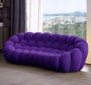 Canapé Bulle Gris Clair Moderne Compressé Sous Vide <span class=keywords><strong>3</strong></span> Places Courbé Style Football pour Salon et Appartement - Product Image 3