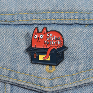 Bán Buôn Không Có Mong Muốn Để Phù Hợp Trong Phim Hoạt Hình Màu Cam Mèo Men Pin Xã Hội vụng về Sáng Tạo Động Vật Trâm Ve Áo Huy Hiệu Đồ Trang Sức Quà Tặng - Product Image 1