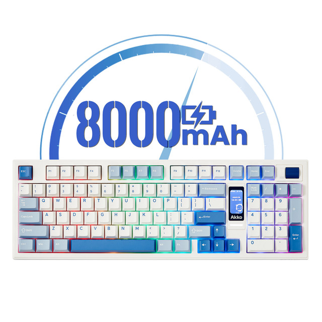 AKKO Glacier 5098B OEM Full Size Mechanical Keyboard TFT Screen 8000mAh Fast-Charging RGB Backlit 1000Hz Polling Gaming Keyboard