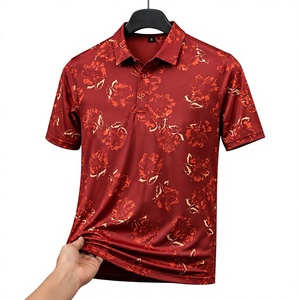 เสื้อโปโลผู้ชายราคาถูก ลายดอกไม้สีแดง แขนสั้น แห้งเร็ว เหมาะสำหรับเล่นกอล์ฟ ผลิตจากผ้าโพลีเอสเตอร์ทอ รับสั่งทำเสื้อโปโลผู้ชาย - Product Image 2