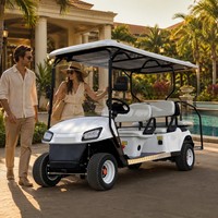 Carrito de Golf Eléctrico Blanco Popular de 6 Plazas, Batería de Litio de 72V, Buggy Eléctrico para Club de Golf