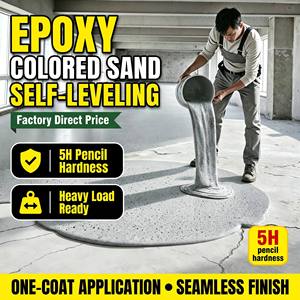 Peinture liquide bicomposante époxy auto-nivelante effet marbre sable coloré pour sols, application au couteau et au truelle - Product Image 3