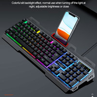 Clavier mécanique Thunder Wolf T16 USB rétroéclairé avec plaque en fer, clavier de jeu tactile avec anti-ghosting 3 touches