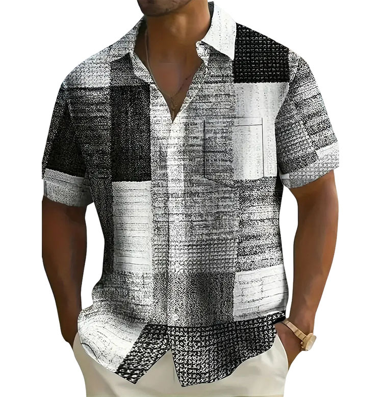 Chemise Homme à Imprimé Géométrique – Manches Courtes M2