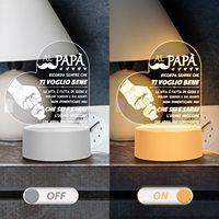 Apjielop - Cadeau de Noël pour papa - Lampe de nuit en acrylique blanc chaud - Contrôle tactile LED - Rechargeable par USB - Alimenté par batterie - Moderne - Chambre à coucher