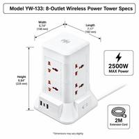 Multiprise verticale OEM 10A en cuivre pour hôpital, 8 prises intelligentes LED avec 2 ports USB-A et 1 port USB-C universels
