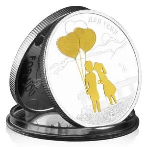 Moneda de recuerdo para parejas rusas, regalo creativo Chapado en plata, moneda conmemorativa coleccionable de pájaros de amor