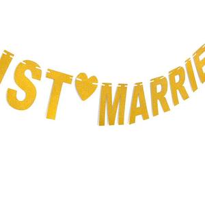 Ychon Bachelorette Party <span class=keywords><strong>Just</strong></span> <span class=keywords><strong>Married</strong></span> Bannière Glitter Bunting Photo Booth Props Signes Décoration De Fête De Mariage Bannière En Papier - Product Image 2