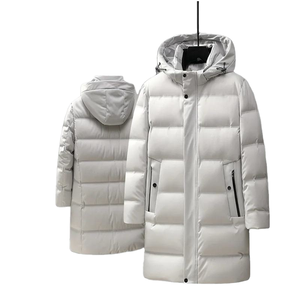 Men's Long Hooded Down Puffer Jacket Windproof Casual <b>Thick</b> <b>Winter</b> <b>Coat</b> Solid Black Zipper Closure Regular Fit - Product Image 4