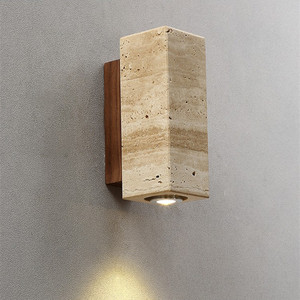 Lampada da <span class=keywords><strong>Parete</strong></span> in Travertino con <span class=keywords><strong>LED</strong></span> per Arredamento Casa, Soggiorno, Comodino, Scale, Corridoio, Hotel, Decorazione Wabi Sabi - Product Image 1