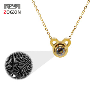 Zogxin Animal Zodiac Pendant Necklace 18K Gold Stainless Steel With I Love You Projection For Women Gift Party Jewelry - Product Image 1