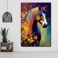 Nouvelle Arrivée Peinture Murale Moderne Cheval Blanc HD en Porcelaine Cristalline Décoration Artistique Peinture à l'Huile Animale Moderne Décoration Murale pour la Maison