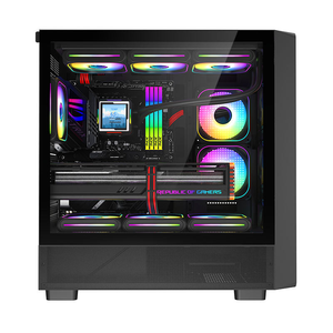 Nuevo estilo Panel lateral de vidrio templado Ventana Escritorio Torre media ATX Gaming Computer <span class=keywords><strong>PC</strong></span> Case <span class=keywords><strong>con</strong></span> base de madera - Product Image 5