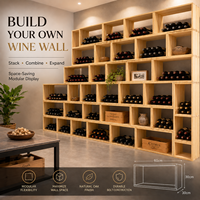 Système mural moderne et personnalisé pour bouteilles de vin en bois écologique – Idéal pour hôtels, villas, bars, caves, projets de vente au détail, vente en gros, usine, 100 % contrôle qualité, délai de livraison rapide