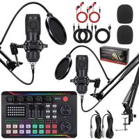 Kit Complet 2 Micros Microphone BM800 Condensateur avec Carte Son pour Podcast