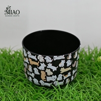 Maceta de flores de Metal negro hecha a mano, maceta para suelo de escritorio o decoración colgante, adorno de jardín para el hogar con plantas