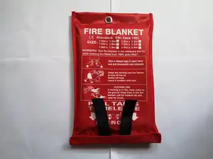 Huanyu 430GSM EN1869:2019 Fiberglass Cloth Fabric Emergency Fire Blankets Anti Fire Blankets Sets Safety Gloves And Hooks