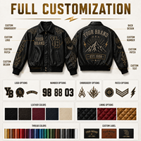Blouson Bomber en Cuir Noir Personnalisé pour Homme, Style Moto, Fabricant OEM, Marque Privée, Boutons, Poignets Côtelés, Broderie