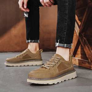Bottes de travail pour hommes Nouveautés Automne 2025 Baskets à semelle épaisse Chaussures en cuir décontractées pour affaires Chaussures en cuir à semelle souple et à bout large - Product Image 4