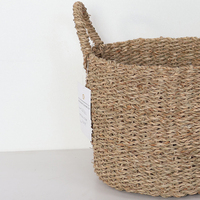 Panier de paille tissé jonc de mer panier de plante de stockage fait à la main avec poignées