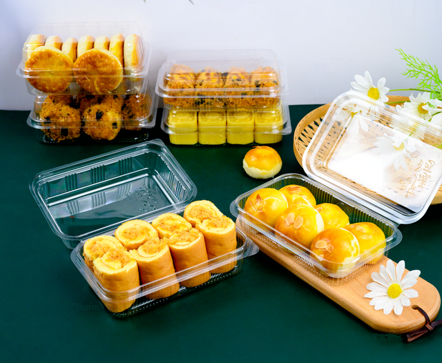 Disposable PET Plastic Clamshell Fruit Cake Packaging Box Supermarket Fresh Keeping Food Packing Container Hinged Sandwich Boxes
