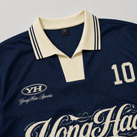 Fabricant de vêtements personnalisés OEM ODM, maillot de football en mesh pour homme, t-shirt à col polo, impression de numéro, streetwear rétro
