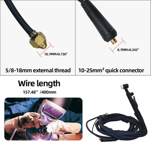 WP17FV TIG-<span class=keywords><strong>Torch</strong></span> Wolfram-Bogen 2,5 m Argon luftgekühlt - flexibler Kopf Gasturchensatz Zubehör Schweiß<span class=keywords><strong>torch</strong></span> - Product Image 4