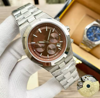Montre mécanique automatique de style luxueux pour homme, cadran blanc avec calendrier, bracelet en métal or rose