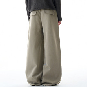 <span class=keywords><strong>Pantaloni</strong></span> da Uomo Casual Larghi a Gamba Larga, Stile Vintage Anticato, <span class=keywords><strong>con</strong></span> Pieghe e <span class=keywords><strong>Cintura</strong></span>, Vestibilità Morbida a Trapezio - Product Image 2