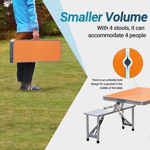 Table et chaises de camping en aluminium, pliables, portables, type valise, pour pique-nique - Product Image 5