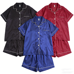Wholesale 2PCS Women's And Girls Pajama Set Pink Stripe Satin Luxury Loungewear Breathable Sleepwear For Mom And Girl