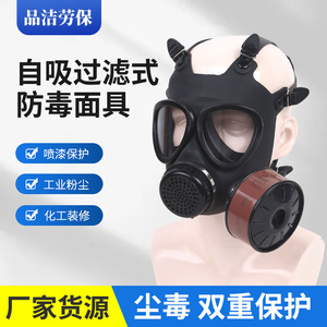 หน้ากากป้องกันฝุ่นละอองแบบเต็มหน้า Pinjie ซิลิโคนนุ่ม พร้อมแผ่นกรองสารเคมีและไอระเหย ป้องกันฝุ่นละอองเคมี ใช้ซ้ำได้ แบบสายรัดศีรษะ - Product Image 4