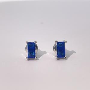Pendientes de Botón Clásicos y Elegantes de Latón Chapado en Oro para Mujer, Diseño Simple, Circonita Corte Esmeralda, Bisel Rojo/Azul/Verde, Tianyu Gems - Product Image 5