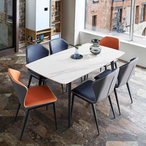 طاولة طعام بتصميم عصري للاستخدام المنزلي، مناسبة للشقق الصغيرة، فاخرة وخفيفة، مستطيلة الشكل، لامعة وعالية الجودة، قابلة للطي مع مجموعة كراسي - Product Image 3