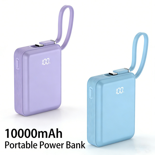 High Capacity Power Bank 10000mAh 30W Bidirectional Fast Charge with Lanyard Portable Powerbank Factory Direct Sale Power Banks