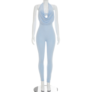 Viviblook D26JP151 Mono casual de una pieza sin mangas con cuello halter y espalda descubierta de color liso sexy para mujer - Colección de verano - Product Image 5