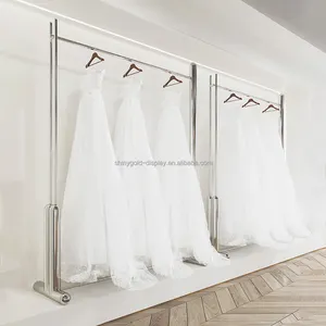 Stainless Steel Silver Heavy Duty Wedding Display Stand Rack Clothing Fashion Clothing Display Rack Vendor Both for Boutique