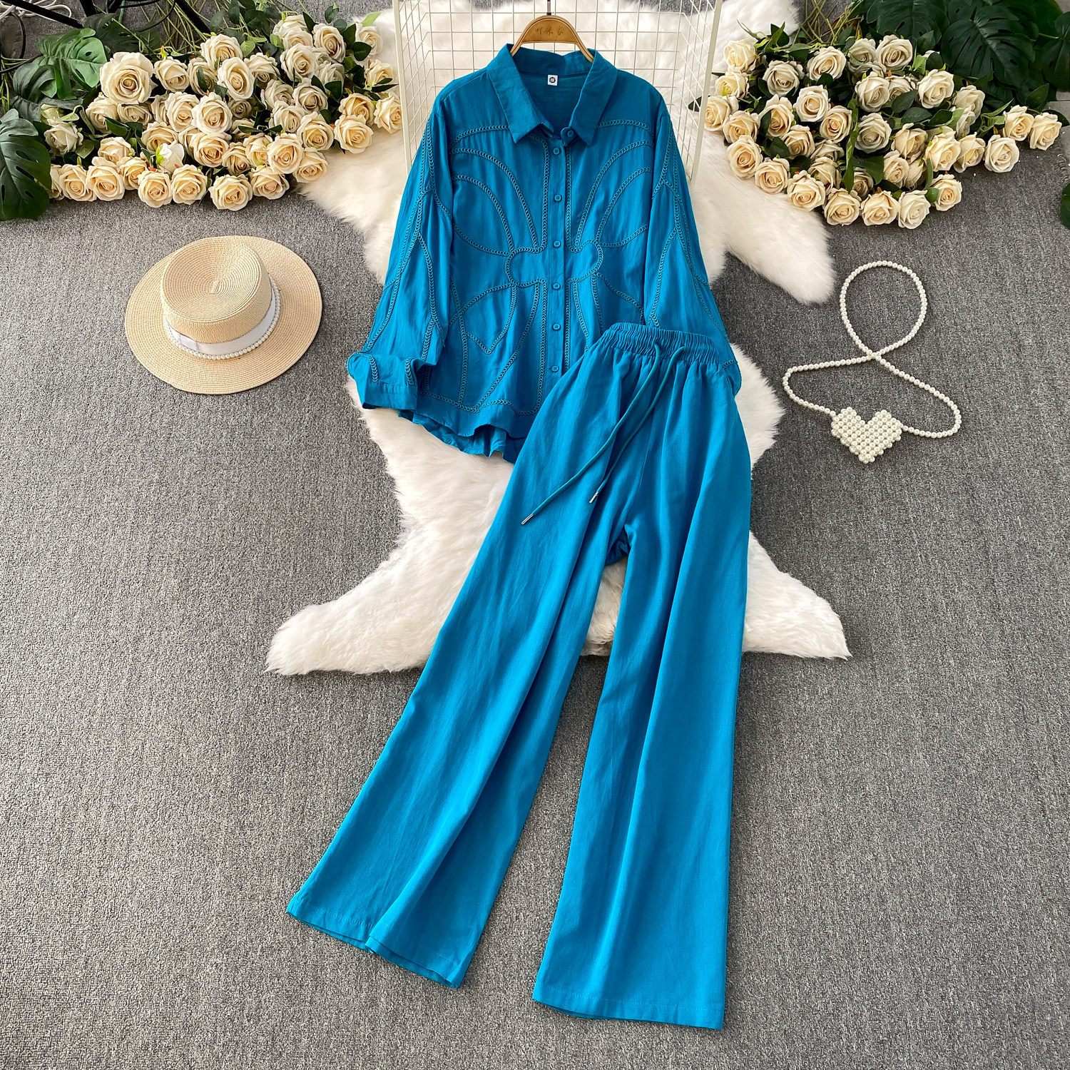 Ensemble deux pièces bleu paon