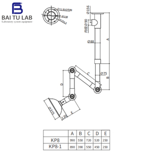 Cappa aspirante a braccio per soffitto Baitu ce PP per laboratori, università, scuole professionali e istituti di collauda. - Product Image 4