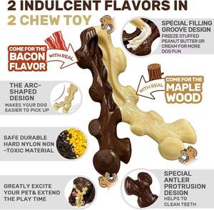 Jouet à mâcher pour chien indestructible en 2 pièces, jouet à mâcher interactif en caoutchouc durable en forme d'os pour un exercice intense et une excitation - Product Image 2