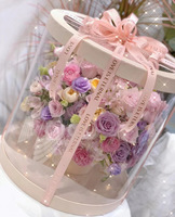 Boîtes à fleurs transparentes pour saint-valentin, 12 pièces, tailles multiples, rondes et transparentes, à logo personnalisé