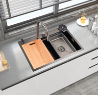 Évier de cuisine rectangulaire moderne multifonctionnel en acier inoxydable brossé, à montage supérieur, monotrou, durable, de qualité supérieure