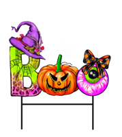 Letrero Luminoso Solar con Letras BOO, Sombrero de Bruja, Calabaza, Ojo, Decoraciones LED para Jardín de Halloween, Resistente al Agua