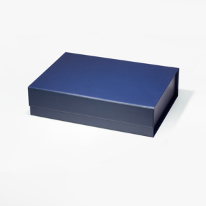Boîte d'emballage cadeau bleu marine à couvercle magnétique peu profond, en stock, livraison rapide - Product Image 2