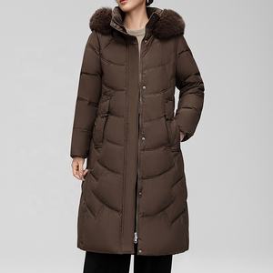 Veste en duvet coupe ajustée à la taille avec col en fourrure mi-long pour garçons et femmes remplie de duvet de canard blanc ODM / OEM - Product Image 2