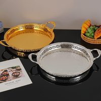 Luxe Europese ronde fruit schaal met handgrepen, opbergplateau, op maat gemaakte dessertbord, bruiloftdecoratie, keukenartikelen, huisdecoratie
