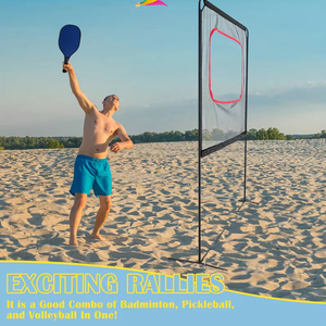 Juego Multifuncional para Exteriores, Combo de Pickleball y Bádminton para 4 Jugadores, Incluye Red, Palas, Pelotas y Bolsa para la Familia - Product Image 2